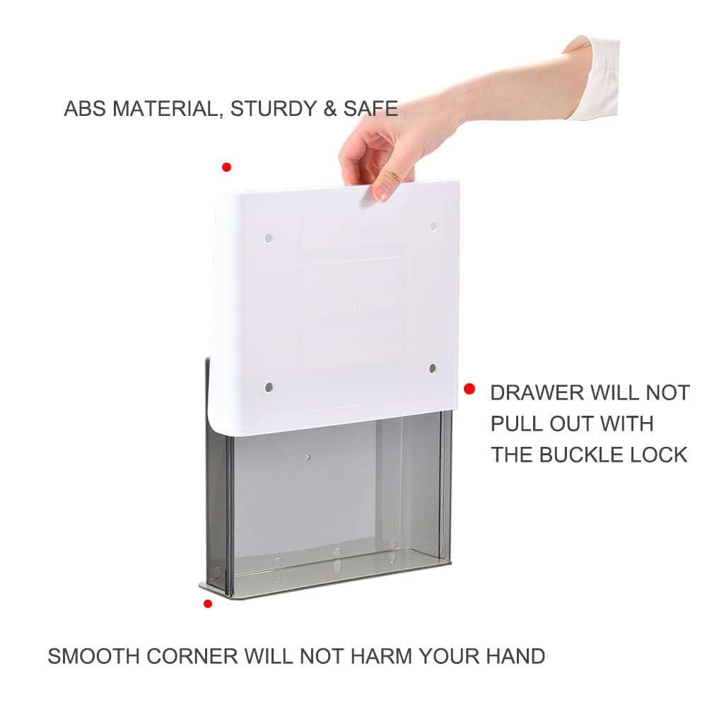 Under Desk Drawer Organizer,2 Pack Self-Adhesive Attachable Under Desk Storage Drawer, Hidden Desk Drawer Slide-out, Stick on Drawer Under Mounted for Office Home Closet Stationery