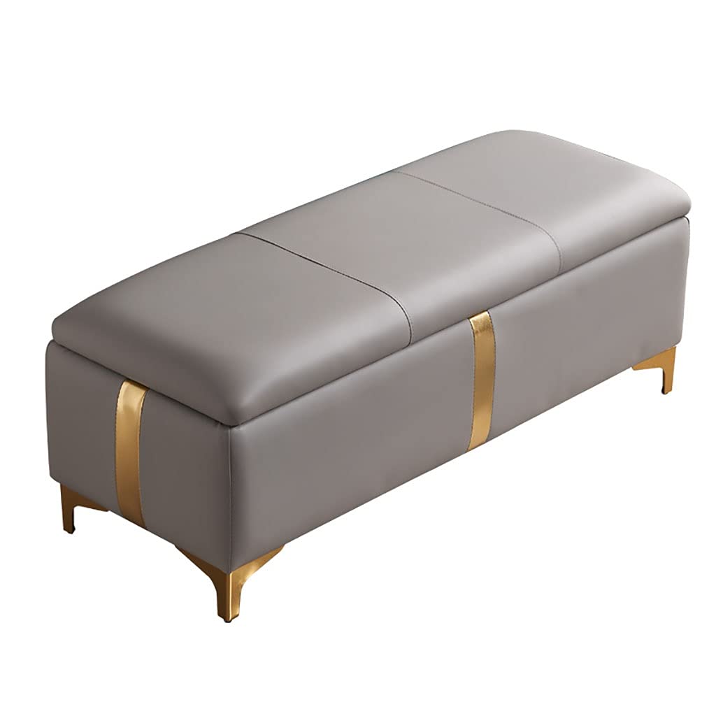 EAZBRIDGE Nordic Minimalist Modern Storage Stool Sofa Stool,Shoe Changing Stool with Comfortable Cushion, for Clothing Store, Cloakroom, Doorway, Living Room Footstool -Light Grey,60x45x42cm