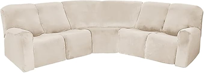 LightInTheBox 7-Piece Velvet Stretch Reclining Couch Covers 5 Seats Corner Sofa