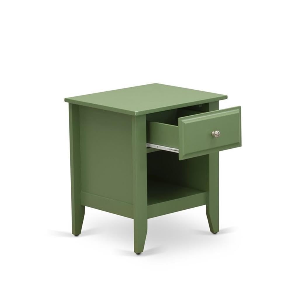 East West Furniture GA-12-ET Gallatin Night Stand - Rectangle Bedside Table with a Drawer for Bedroom, 18x21 Inch Inch, Clover Green