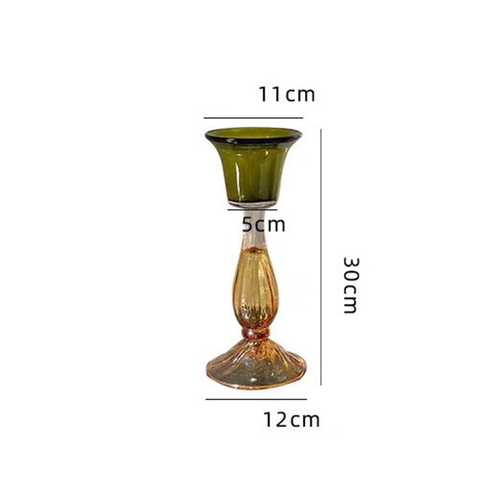 Candlestick Holders Second-Hand Transparent Single-Head Candlestick High-Grade Glass Green Decorative Aromatherapy Candle Holder Candle Holders