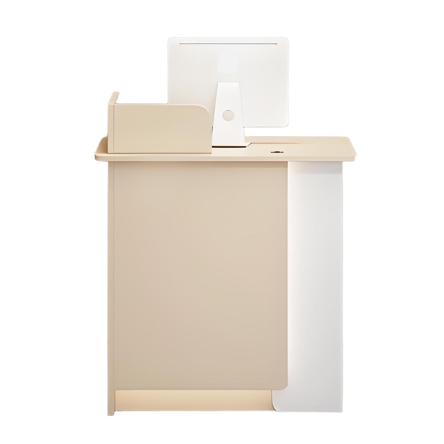 Modern LED Reception Desk - Stylish Apricot & White Front Counter for Salon, Office, Lobby & Shop - 100cm/39.3in Contemporary Front Desk Furniture
