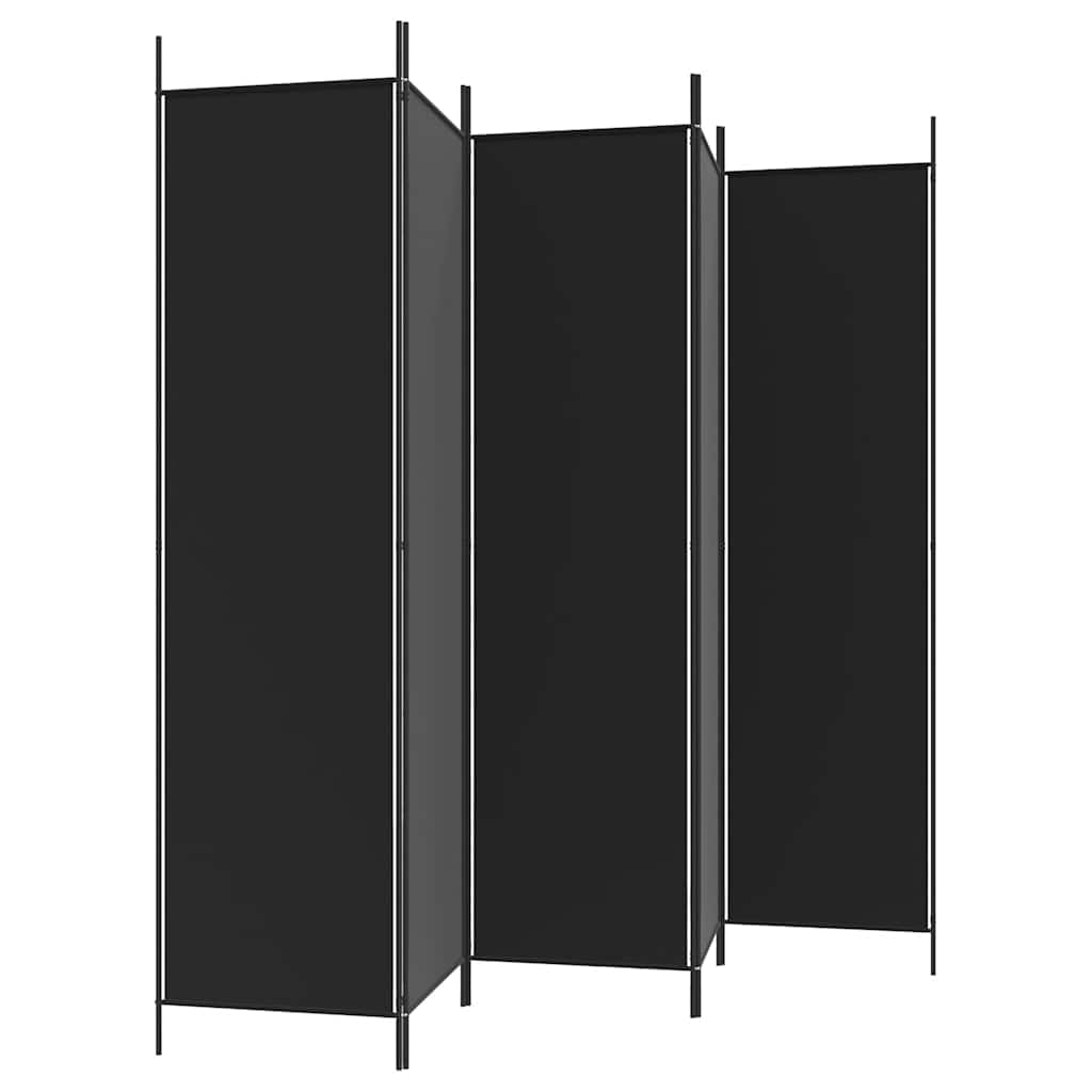 5-Panel Fabric Room Divider Black 98.4x78.7 Inches, Foldable Room Partition for Privacy, Breathable Screen to Separate Bedroom or Block Sunlight