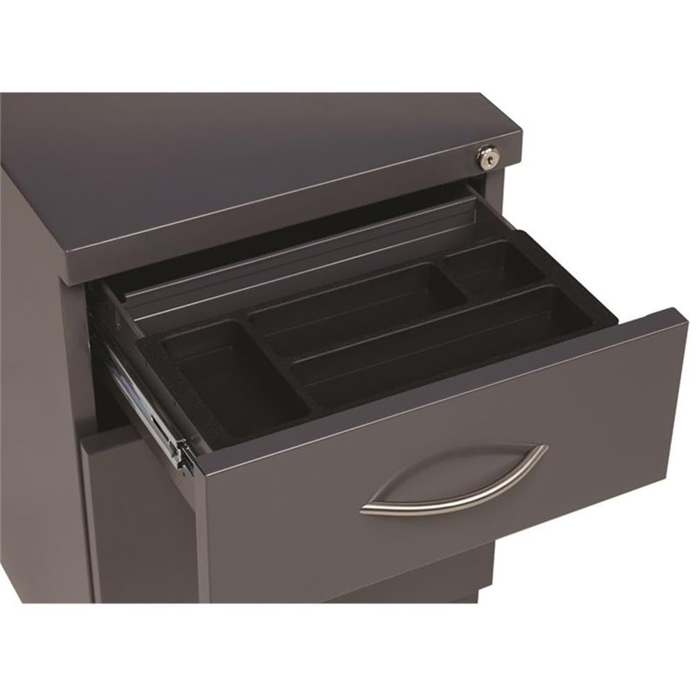 Hirsh 20" D Mobile Pedestal File 2-Drawer Box/File with Arch Pull in Charcoal
