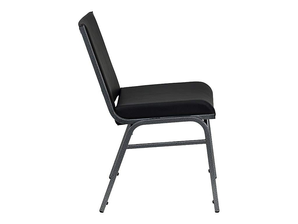Flash Furniture HERCULES Series Heavy Duty Black Vinyl Stack Chair with Ganging Bracket