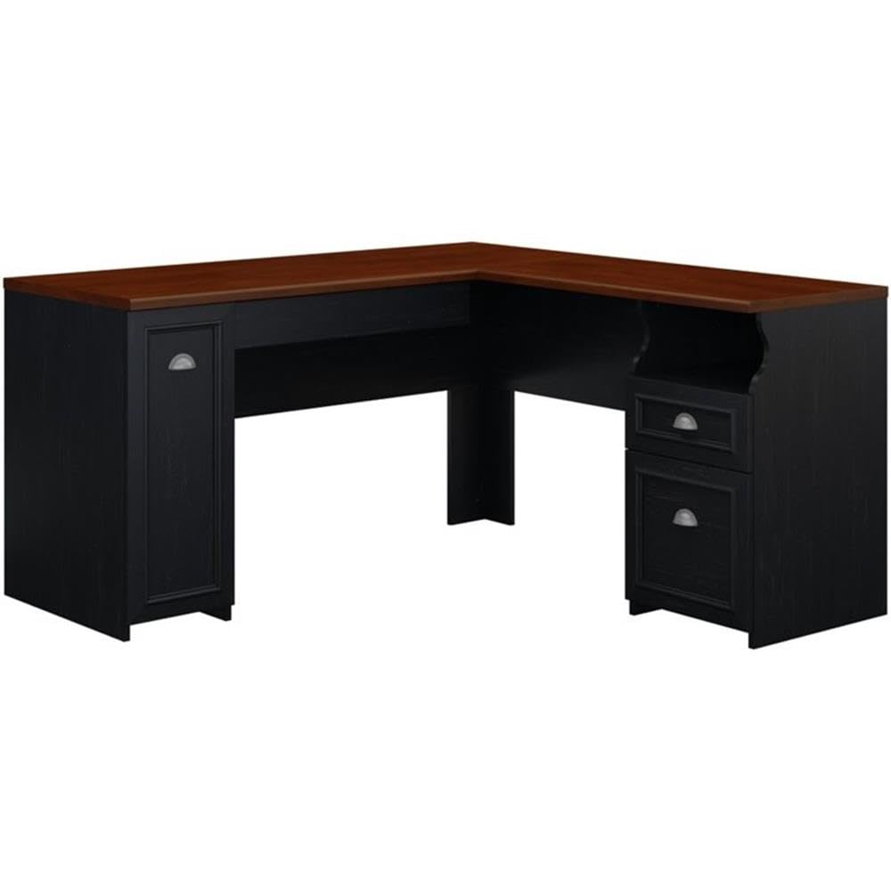 Bush Home 54-Inch Office Desk with Drawer and Storage Cabinet, Computer Desk with Box Drawer and Adjustable Shelf, Home Office Workstation Furniture, Somerset Collection, White