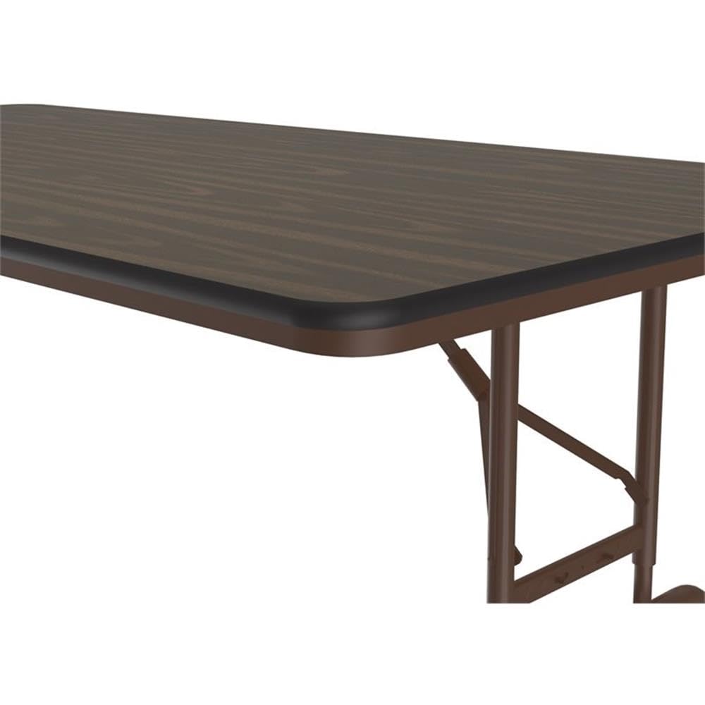 Correll 36"x72" Commercial Duty Adjustable Height Folding Table, Walnut Melamine Top 5/8" Thick Core, Made in The USA, Steel Apron (CFA3672M-01)