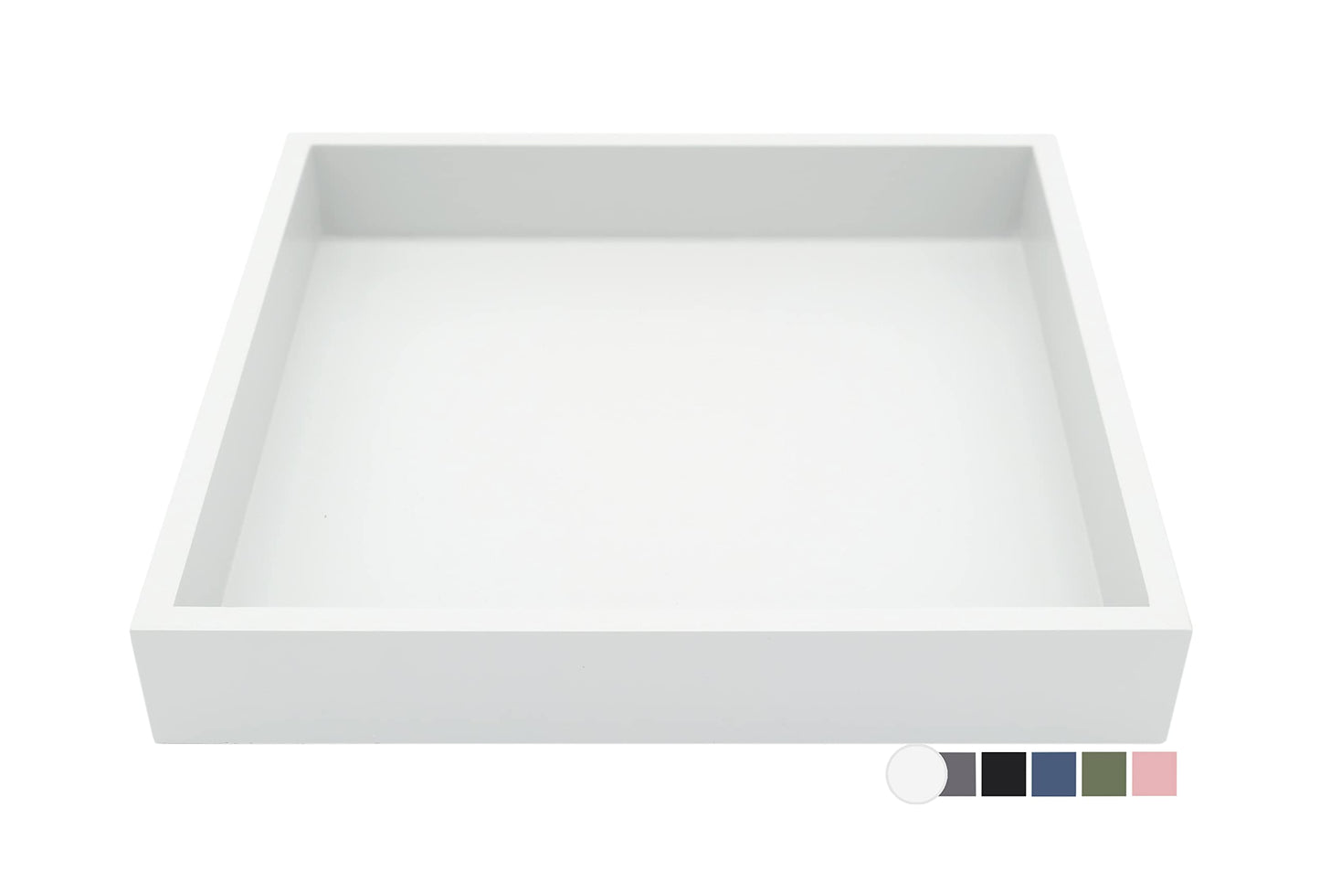 Montecito Home - 10"x10" Small Square Wood Decorative Tray for Office, Ottoman, Bathroom, Entry, Remote Controls, Countertop Organizer, Candle Tray - Harbor Gray