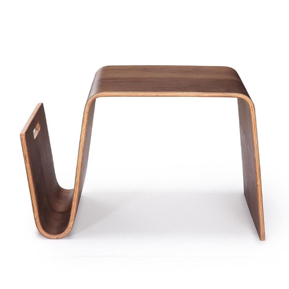 Manhattan Comfort Brookside Mid-Century Modern Rectangle End Table with Rustic Ashwood Veneer, Versatile Accent Furniture for Living Room, Bedroom or Office, Set of 1, Walnut