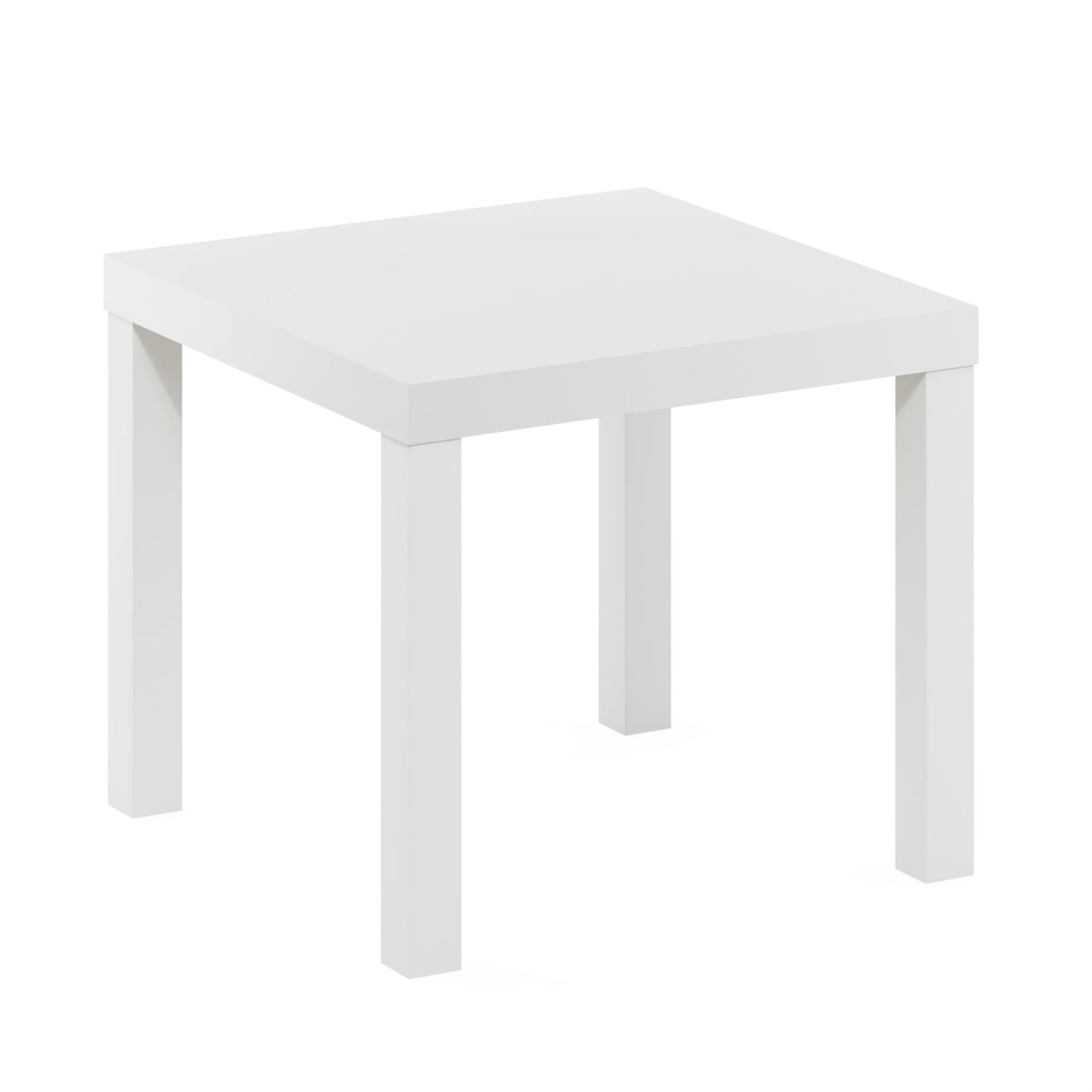 Furinno CLASSIC Side Table, Square Modern End Table with 1.8" Triple Thick Tabletop, Simple Night Stand, Bedside Table, Toolless Assembly, for Living Room, Bedroom, White