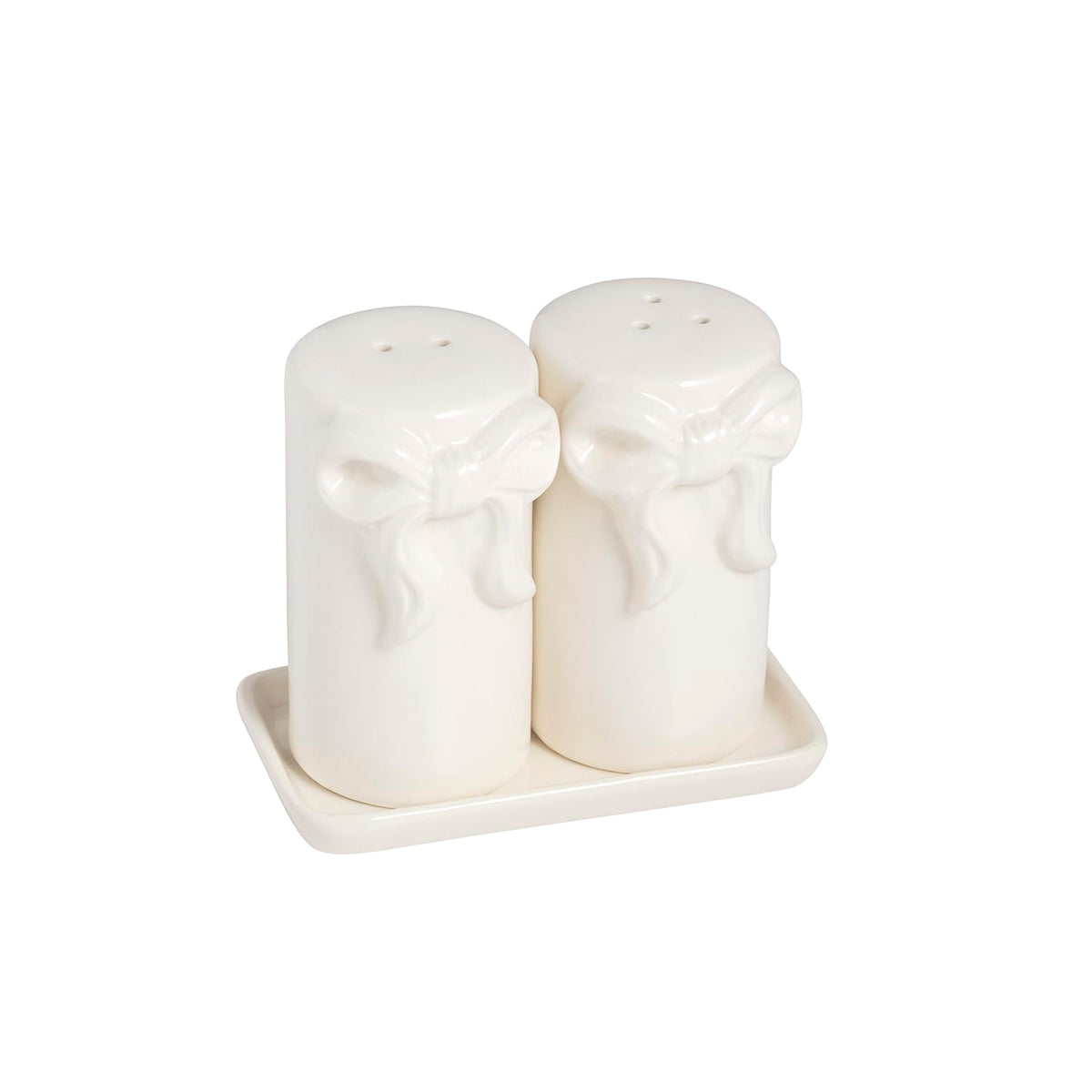 Mud Pie Ceramic Bow Salt And Pepper Shaker Set