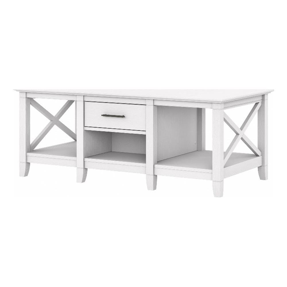 Bush Home Key West Coffee Table with Storage in Pure White Oak
