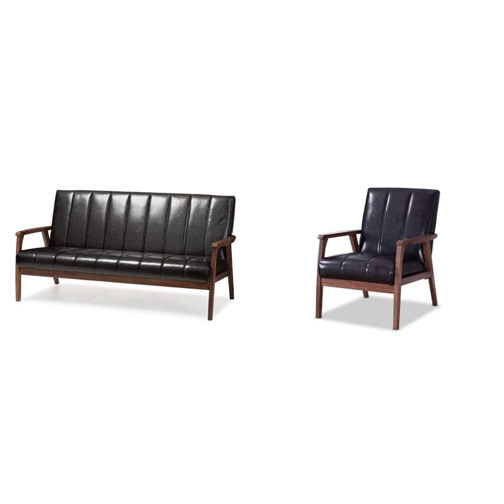 Baxton Studio Modern Sofa, Chair and Accessories Bundle