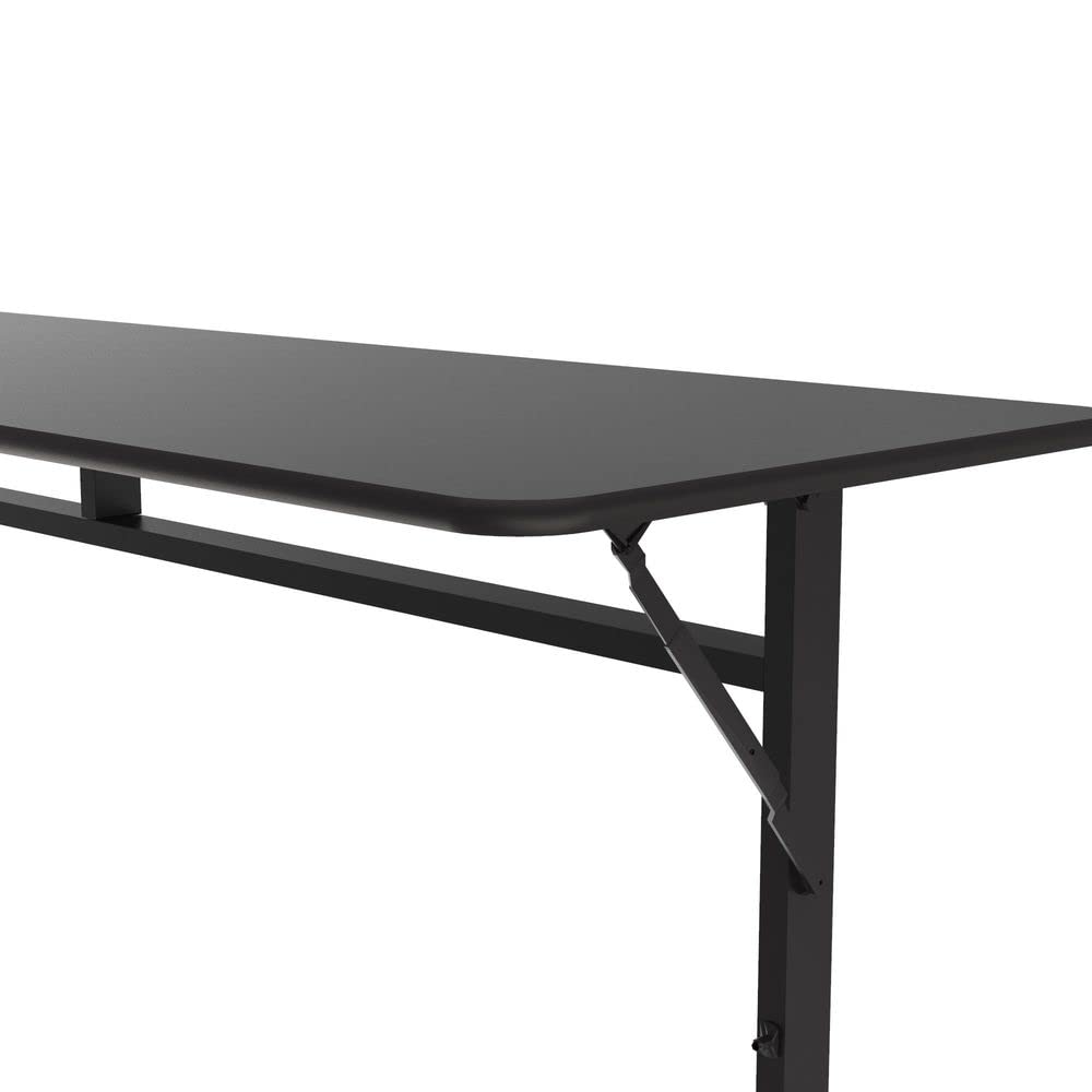 Correll 24"x60", Flip Top Office Training Table, Black Granite Commercial Laminate Top, Height Adjustable (23"-31") Workstation, 4 Castors, Folds Flat & Nest Together, Made in The USA