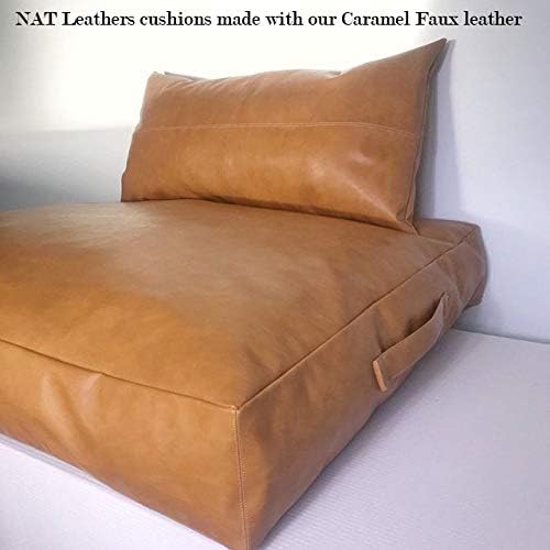 Caramel Light Tan Soft Faux Vegan PU Leather Sheet Fabric by The Yard Synthetic
