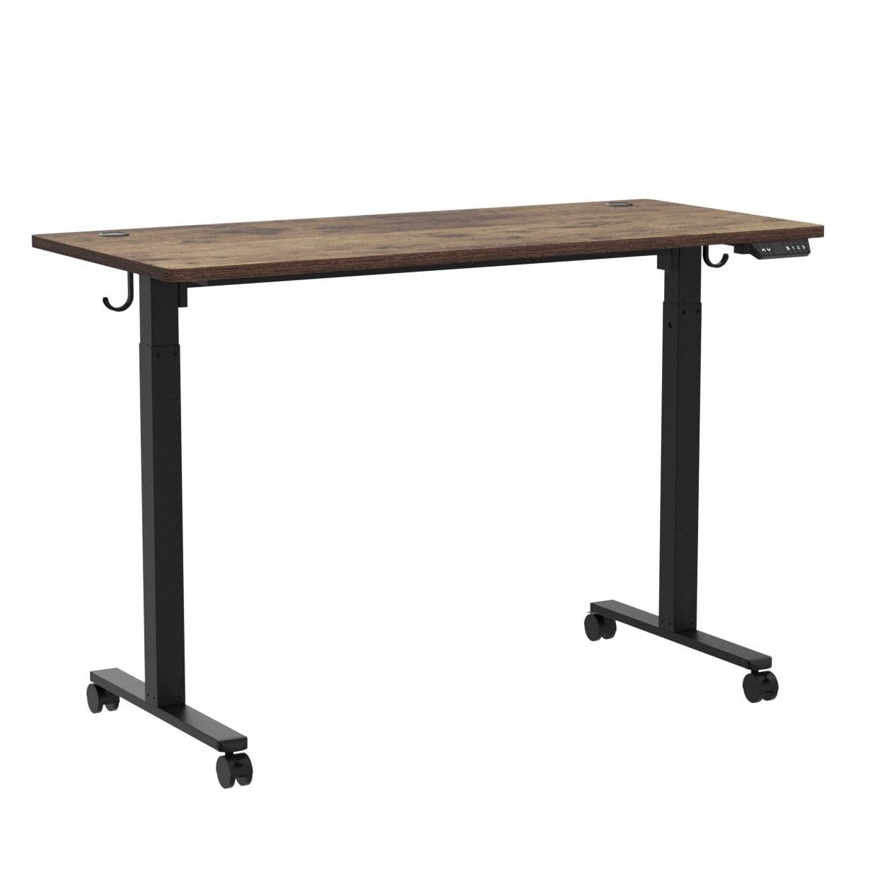 Cubiker Standing Desk, 48x24 Inches Sit Stand Home Office Desk, Electric Stand up Desk, Adjustable Desk with Splice Board, Black Frame/Rustic Brown Top