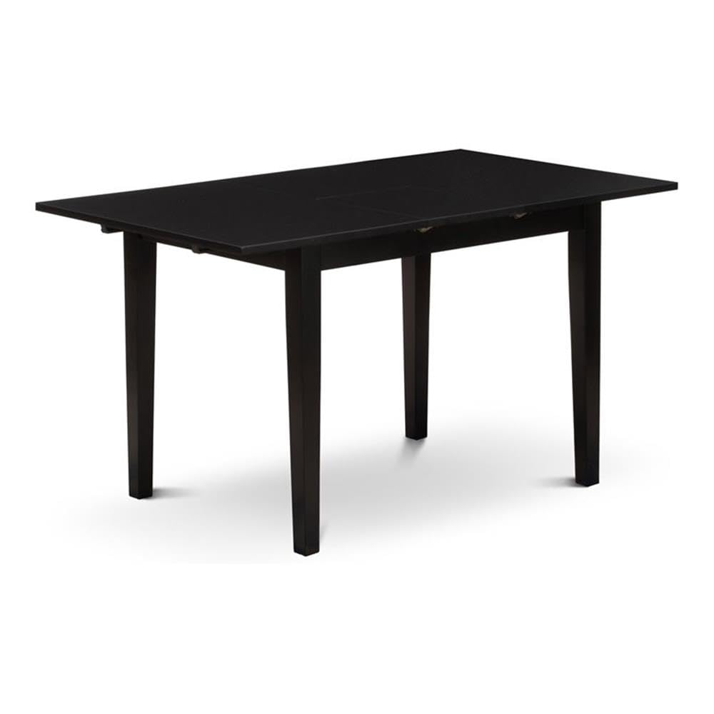 East West Furniture NFT-BLK-T Norfolk Kitchen Table - a Rectangle Dining Table Top with Butterfly Leaf, 32x54 Inch, Black