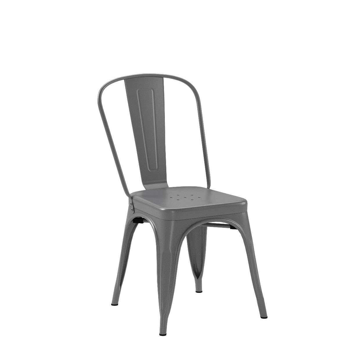 Amazon Basics Metal Dining Chairs, Easy to Assemble, Indoor/Outdoor, Stackable, 330-Pound Capacity, Dark Gray, 4-Pack, 20.1 x 17.1 x 33.5 inches