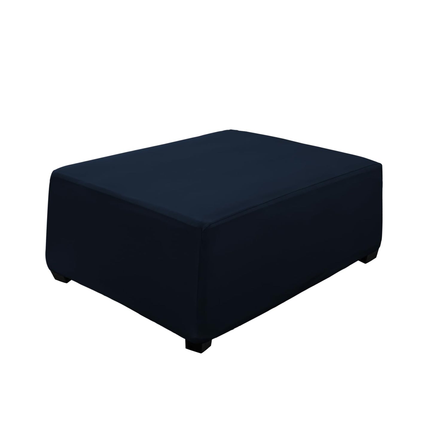 UOIJAY Super Stretch Ottoman Cover- Soft Form Fit Ottoman Cover Rectangular Ottoman Slipcovers for Folding Storage Furniture, Footstool Cover with Nonslip Elastic Bottom (Large, Navy)