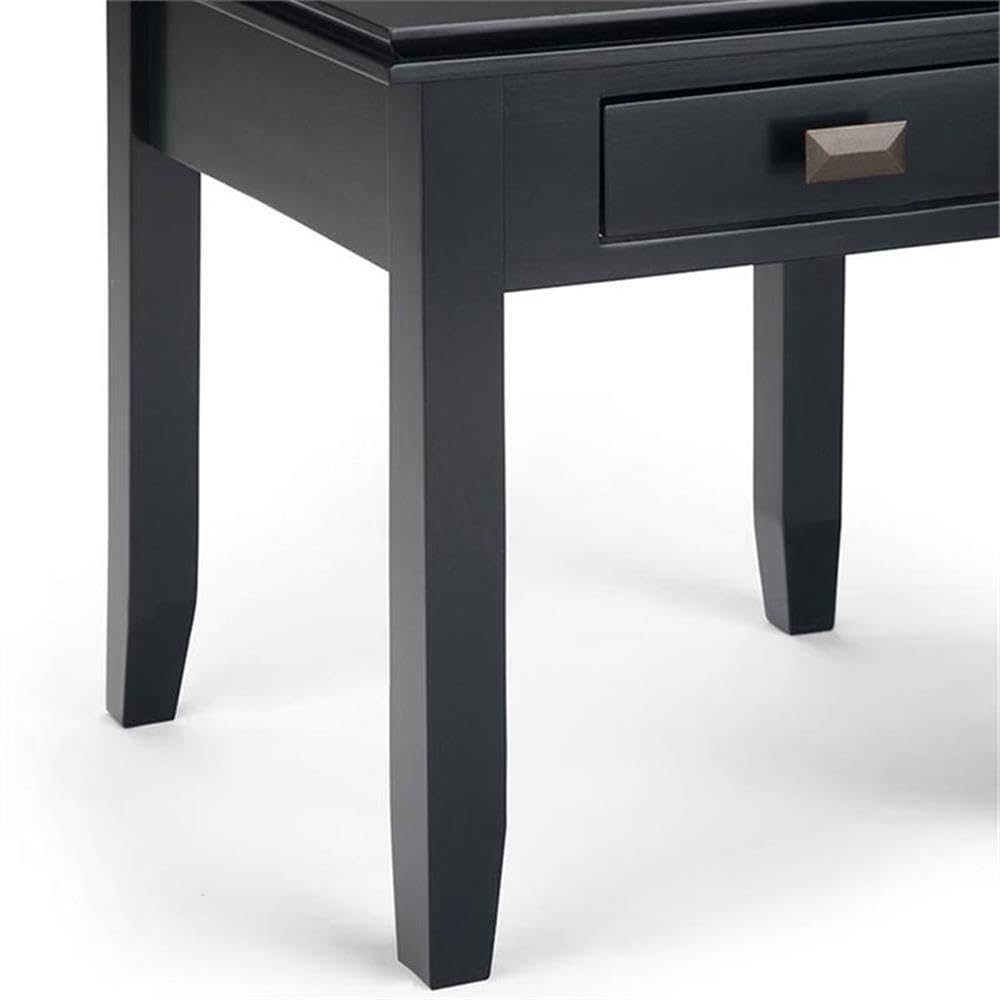 SIMPLIHOME Artisan SOLID WOOD 21 inch Wide Square Transitional End Side Table in Black for the Living Room and Bedroom