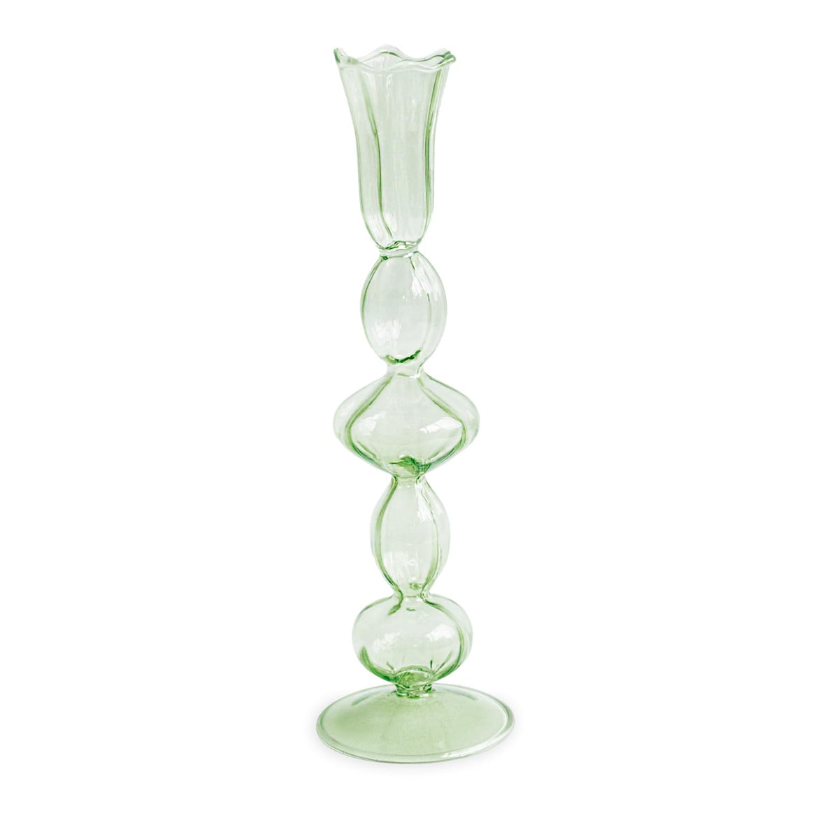 Glass Blossoms Candlestick Holder Set of 2 (Green)