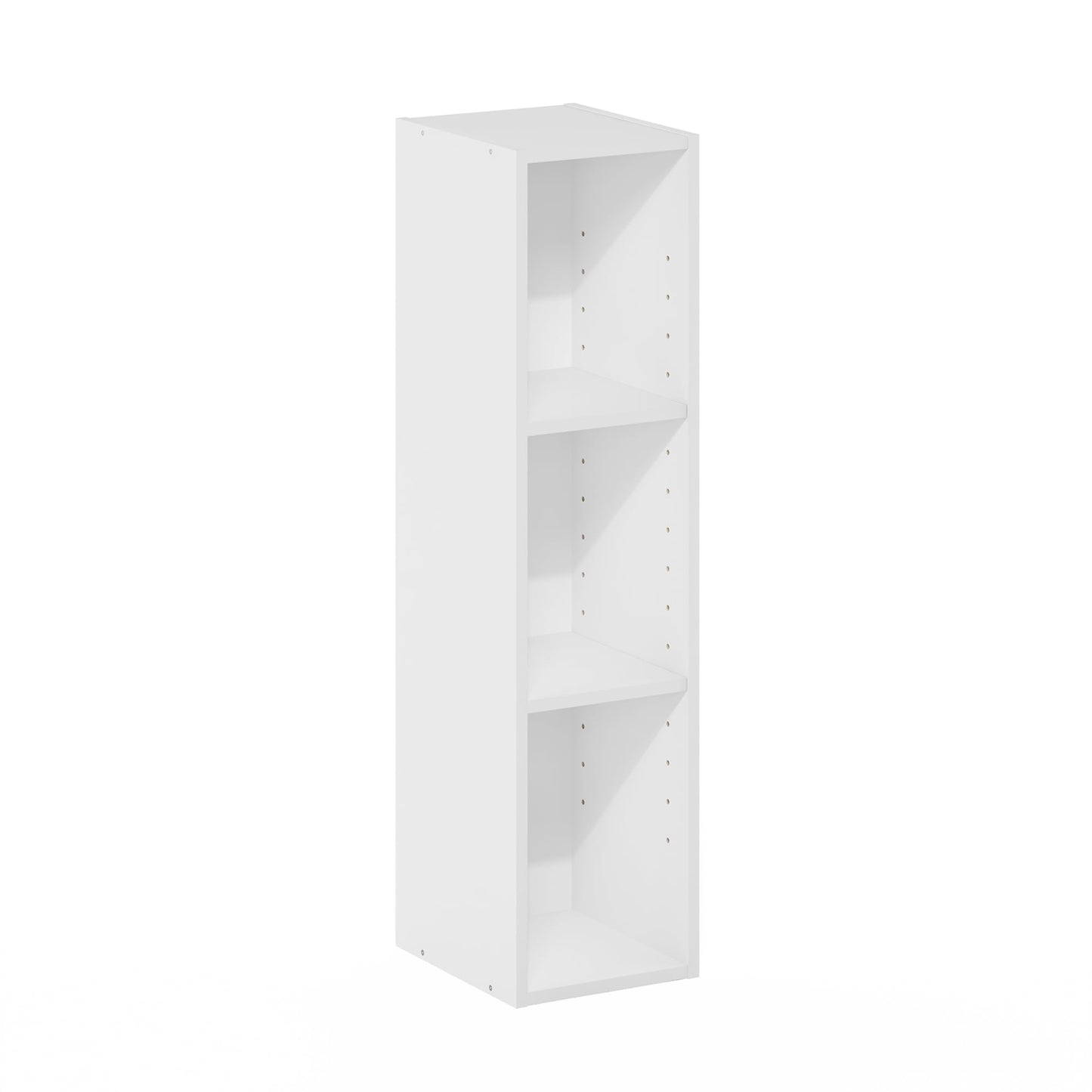Furinno Fulda Book Shelf, 3-Tier Narrow Bookshelf, Bookcase with 8-in Width Storage Shelf, 9.3 x 7.9 x 31.5, for Living Room, Bedroom, Home Office, White