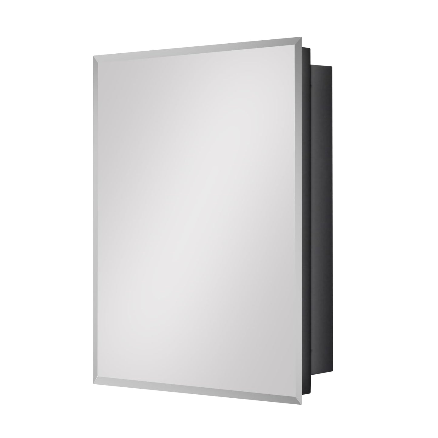 Fundin Black Medicine Cabinet with 16 x 20 Beveled Mirror & Adjustable Staggered Shelves, Recessed or Surface Mount Bathroom Medicine Cabinet