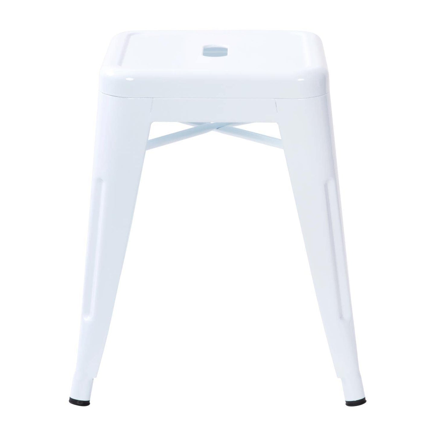 Flash Furniture Metal Dining Table Height Stool - Backless White Kai Commercial Grade Stool - 18 Inch Stackable Dining Chair - Set of 4