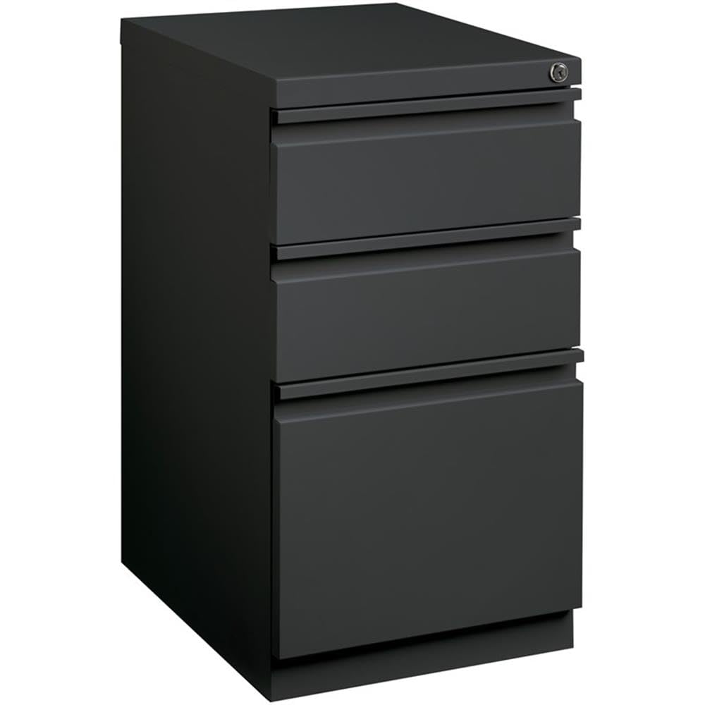 Hirsh HL10000 Series Metal Mobile Pedestal File Cabinet with 3-Drawer Box/Box/File Drawer, Hidden Casters, Counterweights, Core-Removable Lock, Pre-Assembled, Commercial Grade in Charcoal