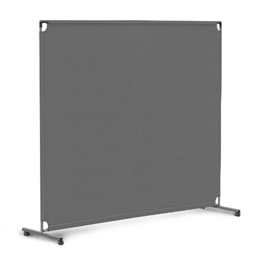Steel-AID 72-inch Rolling Privacy Room Divider - Freestanding Office Wall Partition with Non See-Through Blackout Screen - Sturdy & Durable Iron Frame - Rolling Wheels - Black, White, Gray & Blue