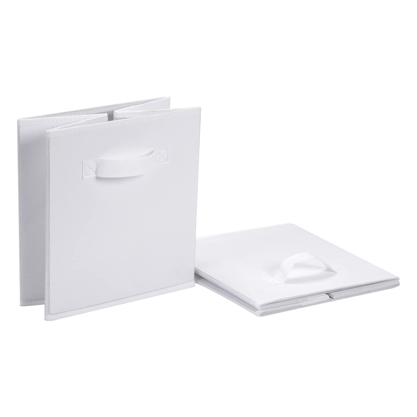 Amazon Basics Collapsible Fabric Storage Bins with Handles, Cube Organizer, 13"x13"x13", White, 6-Pack