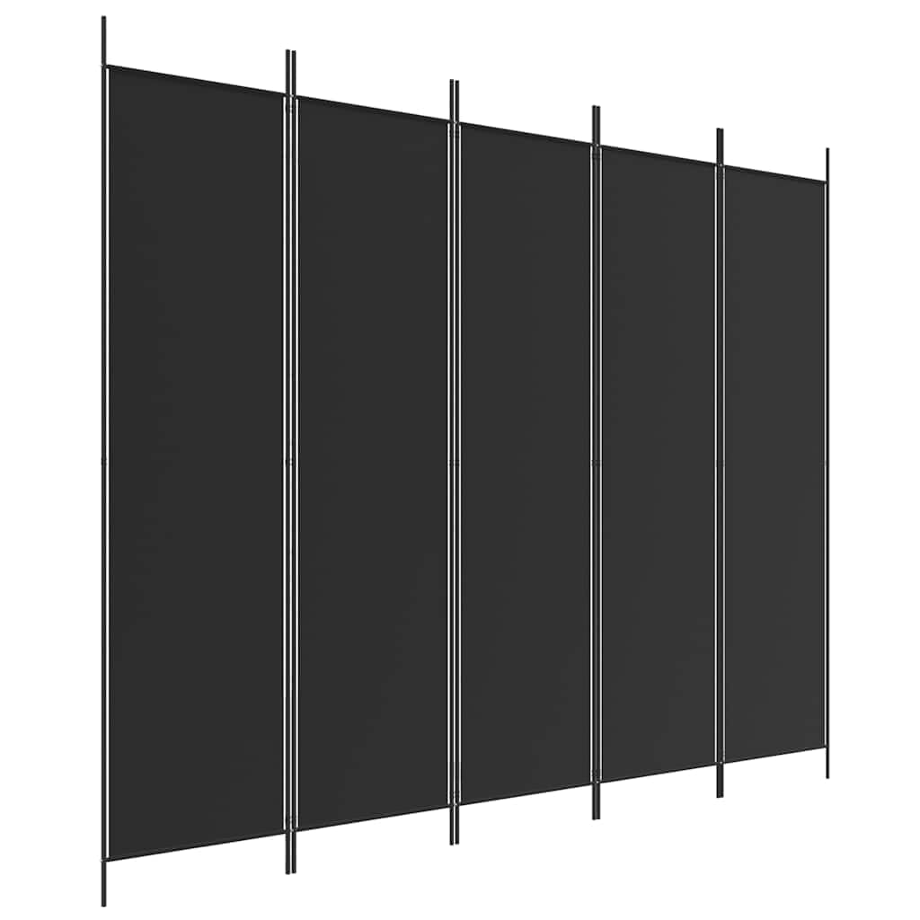 5-Panel Fabric Room Divider Black 98.4x78.7 Inches, Foldable Room Partition for Privacy, Breathable Screen to Separate Bedroom or Block Sunlight