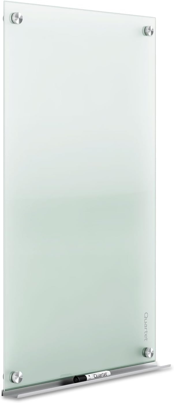 Quartet Whiteboard, Glass Dry Erase Board, Non-Magnetic, 36"W x 24"H, Infinity Frameless Mounting, Includes Dry Erase Marker, Frosted White (G3624F)