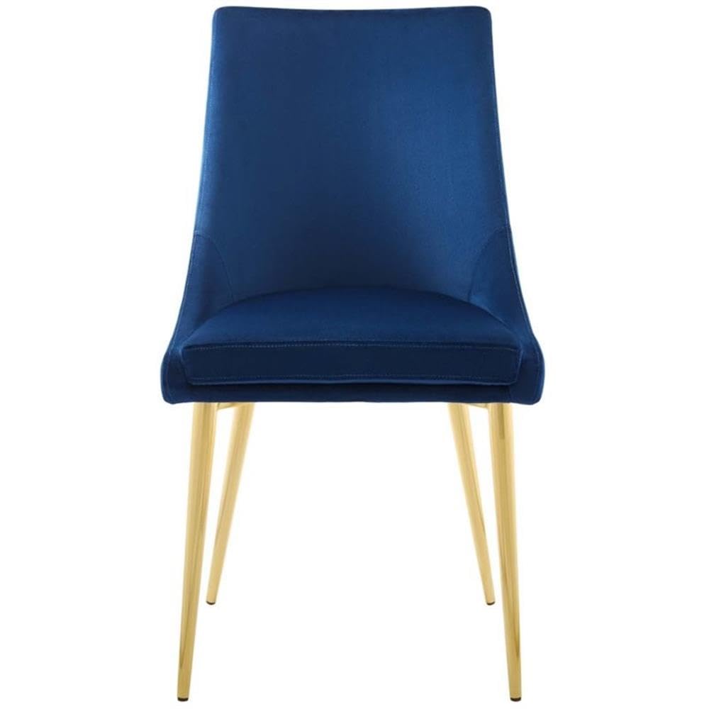Modway Viscount Performance Velvet Dining Side Chair with Gold Stainless Steel Legs in Navy