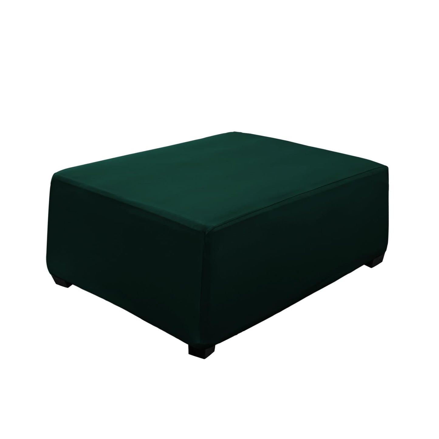 UOIJAY Super Stretch Ottoman Cover- Soft Form Fit Ottoman Cover Rectangular Ottoman Slipcovers for Folding Storage Furniture, Footstool Cover with Nonslip Elastic Bottom (Large, Hunter Green)