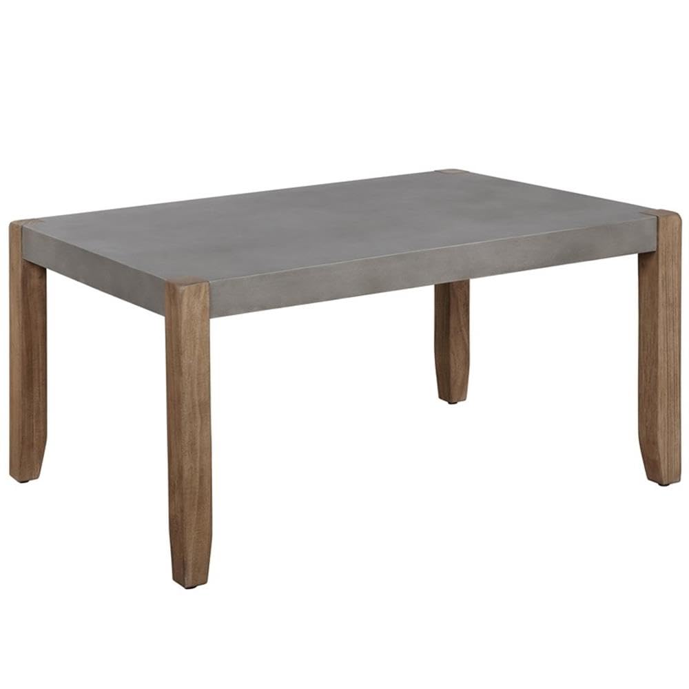 Alaterre Furniture Newport Living Room Collection – 36” x 24” Rustic Industrial Small Coffee Table with Faux Concrete Top Finish and Light Amber Solid Wood Legs (Concrete Gray)