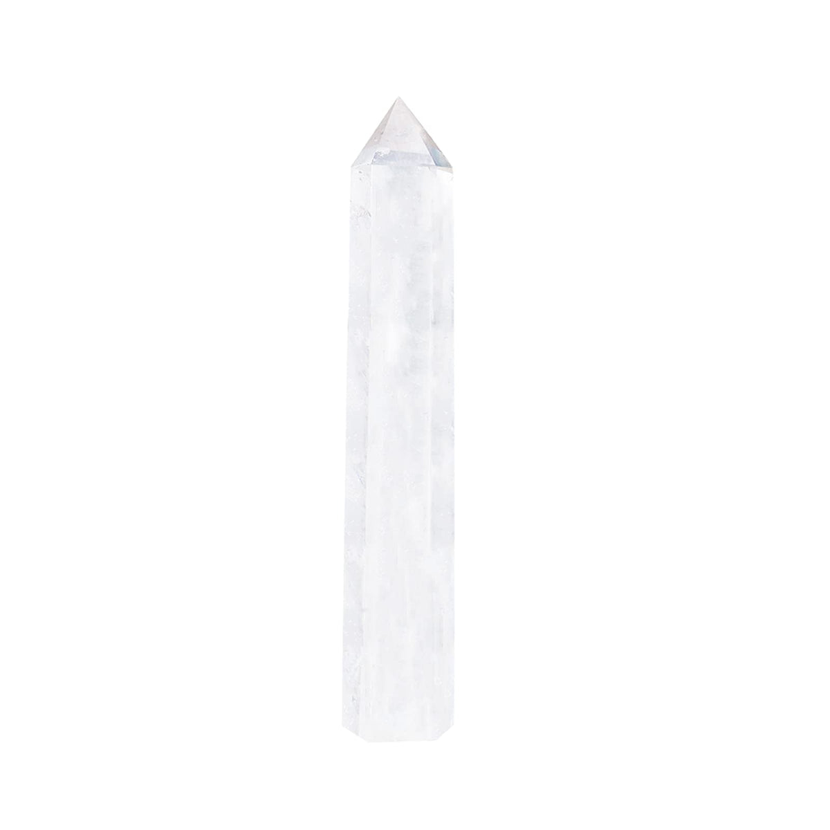 Apengshi Large Clear Quartz Natural Healing Crystal Tower 5.9"-6.3" 6 Faceted Single Point Chakra Crystal Wand Energy Meditation Stone Home Decor Collection Gift