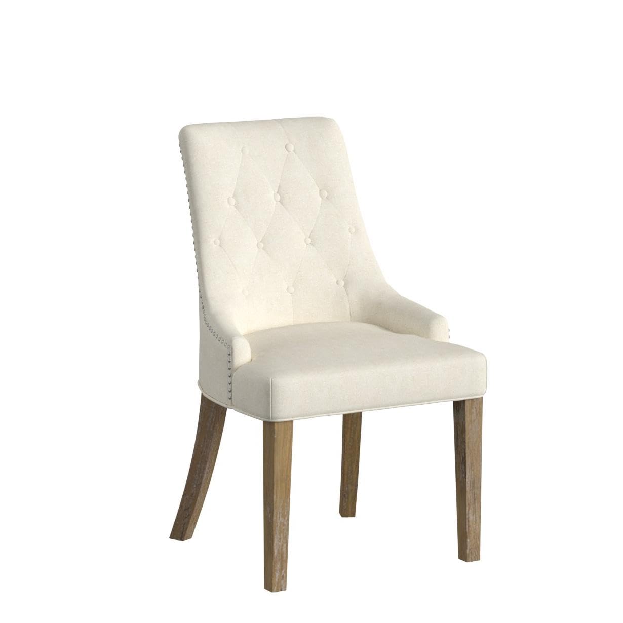 Roundhill Furniture Button Tufted Solid Wood Wingback Hostess Chairs with Nail Heads, Set of 2, Tan, White, "Tan, 24D x 22W x 39H in