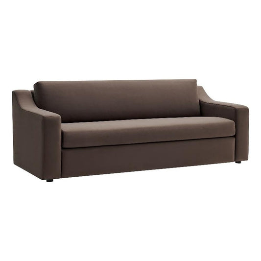 Modway Liora 87 Inch Stain-Resistant Performance Velvet Sofa in Chocolate Brown - 3 Seater Upholstered Sofa Couch for Living Room Seating - Comfy Deep Seat Sofa with Scoop Arms