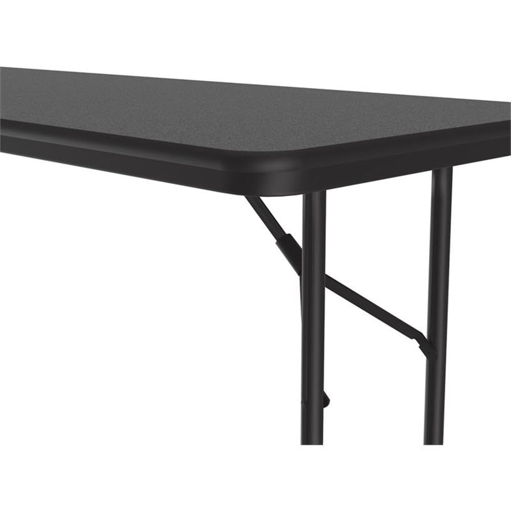 Correll 24"x96" Commercial Duty Small Folding Table, Black Granite Melamine Top, 5/8" Core, Made in USA, Portable, Strong Steel Apron (CF2496M-07)