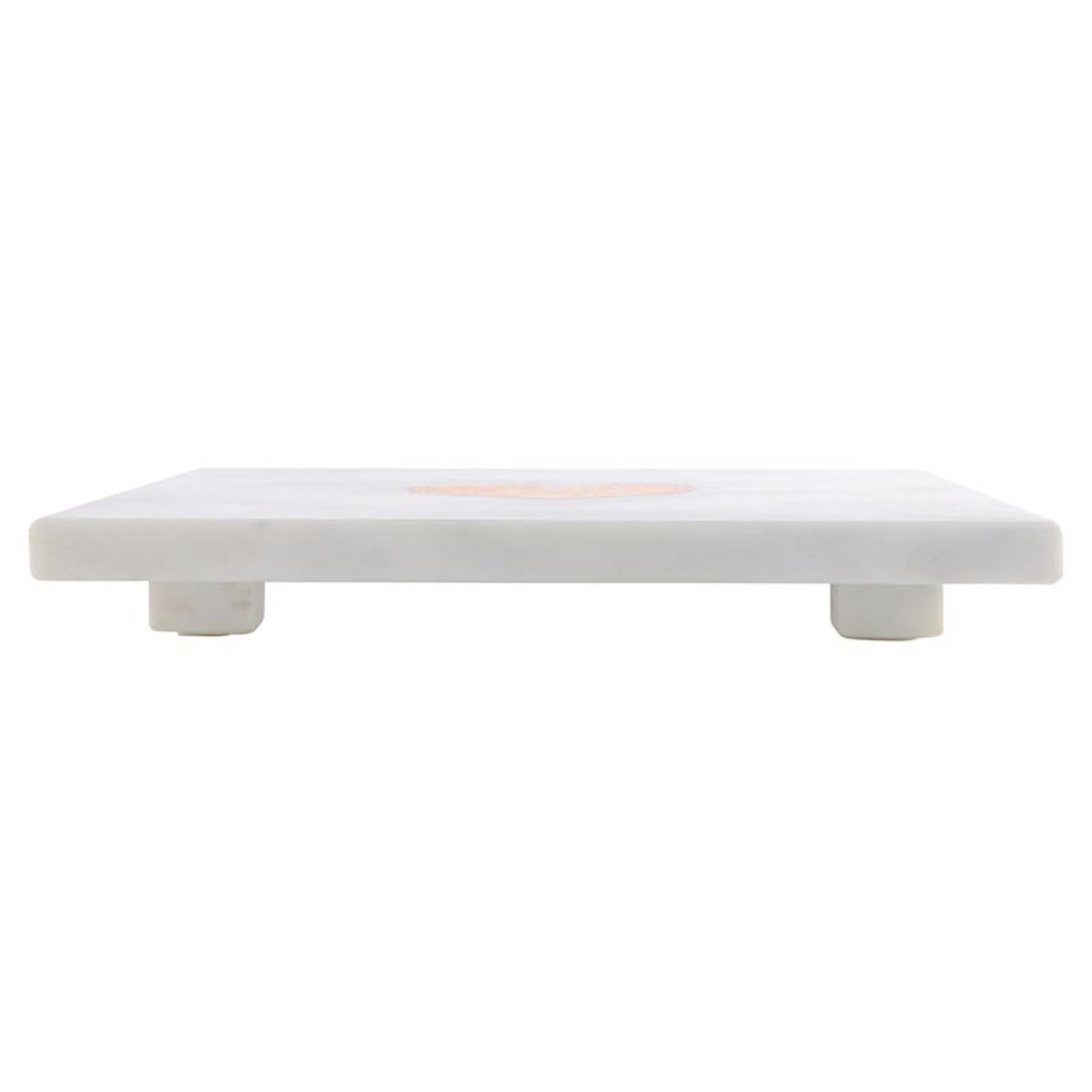 Santa Barbara Design Studio White Marble Charcuterie Cheese Tray, Brass Heart Icon, 10" Square