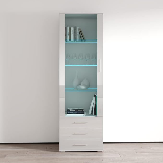 Meble Furniture Soho S1 1D3S Modern Freestanding Bookcase — 16-Color