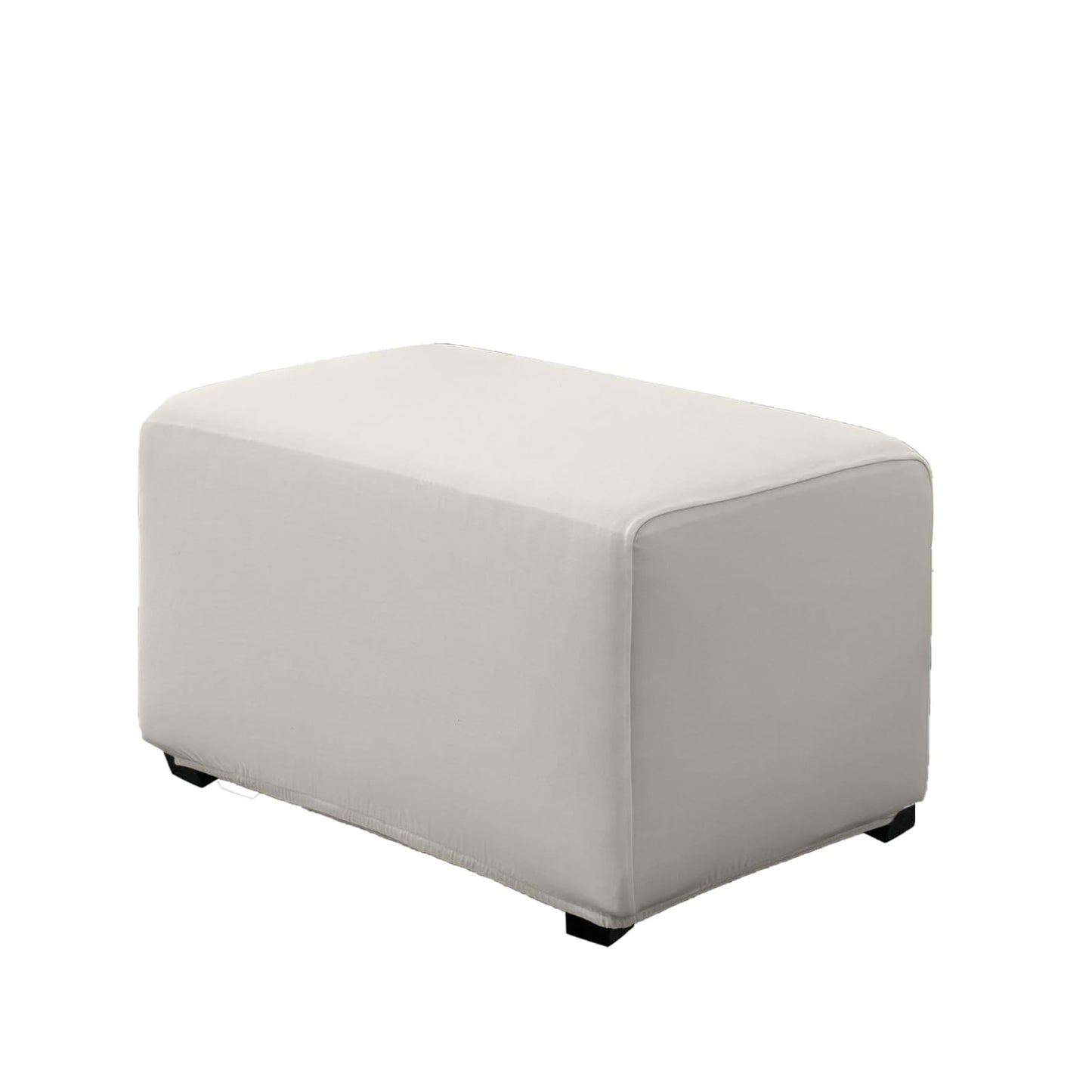 UOIJAY Super Stretch Ottoman Cover- Soft Form Fit Ottoman Cover Rectangular Ottoman Slipcovers for Folding Storage Furniture, Footstool Cover with Nonslip Elastic Bottom (Large, Beige)