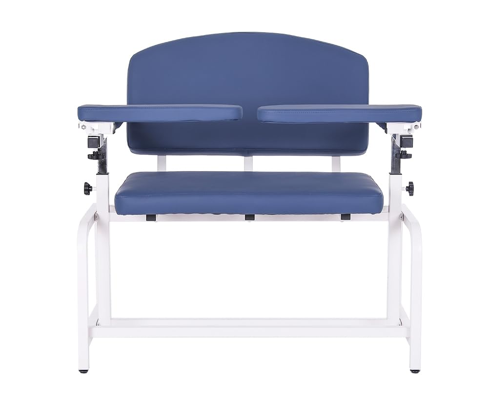 Carenovo Medycare Medical Phlebotomy Chair, Bariatric Blood Draw Station with Adjustable Arms (Blue)