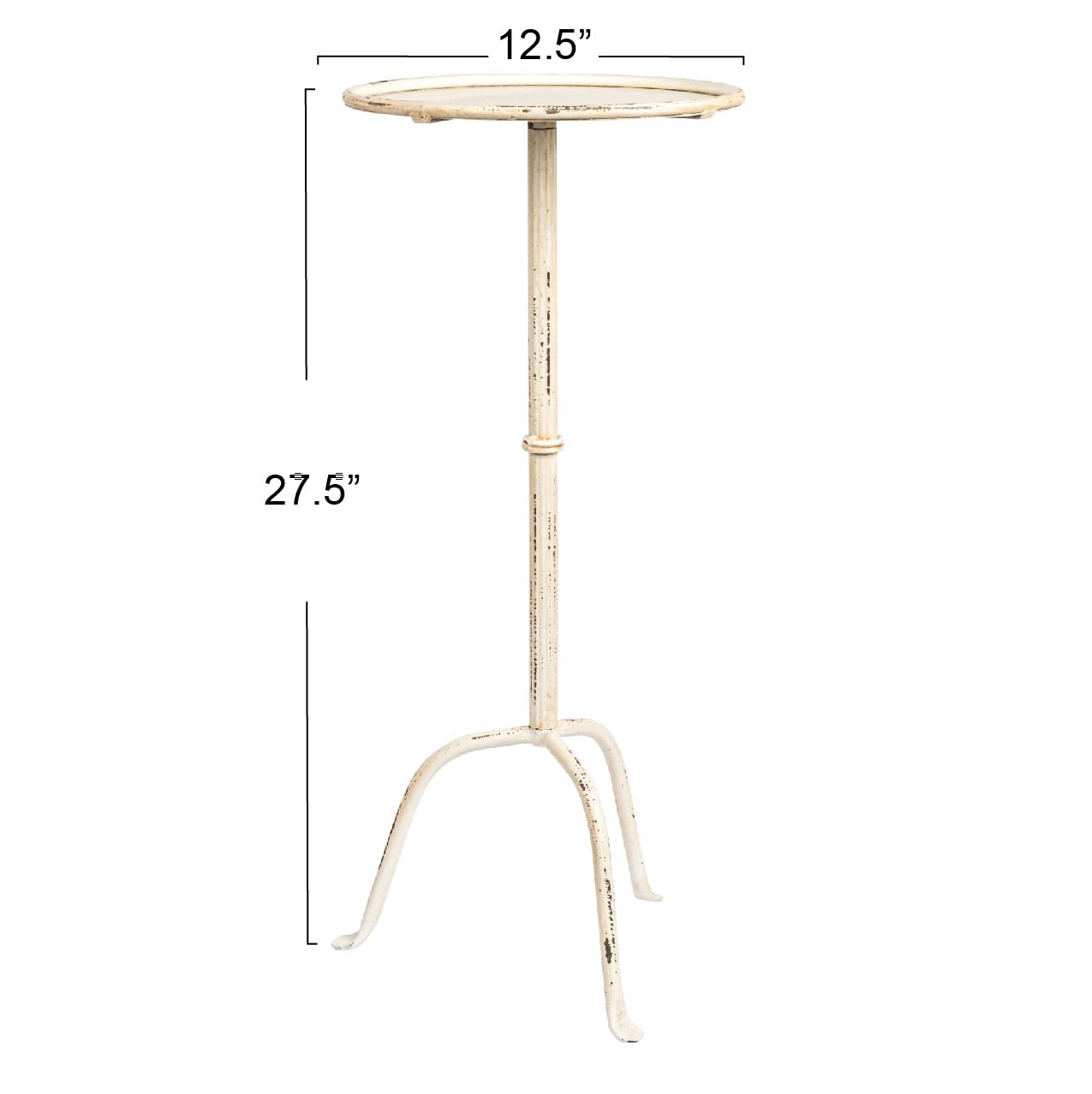 Metal Martini Cocktail Table, Antique White