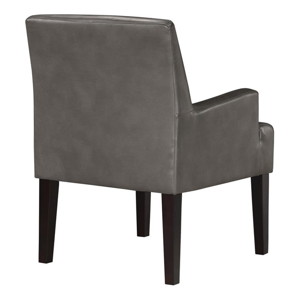 OSP Home Furnishings Main Street Upholstered Guest Chair with Espresso Finish Accents, Pewter Faux Leather