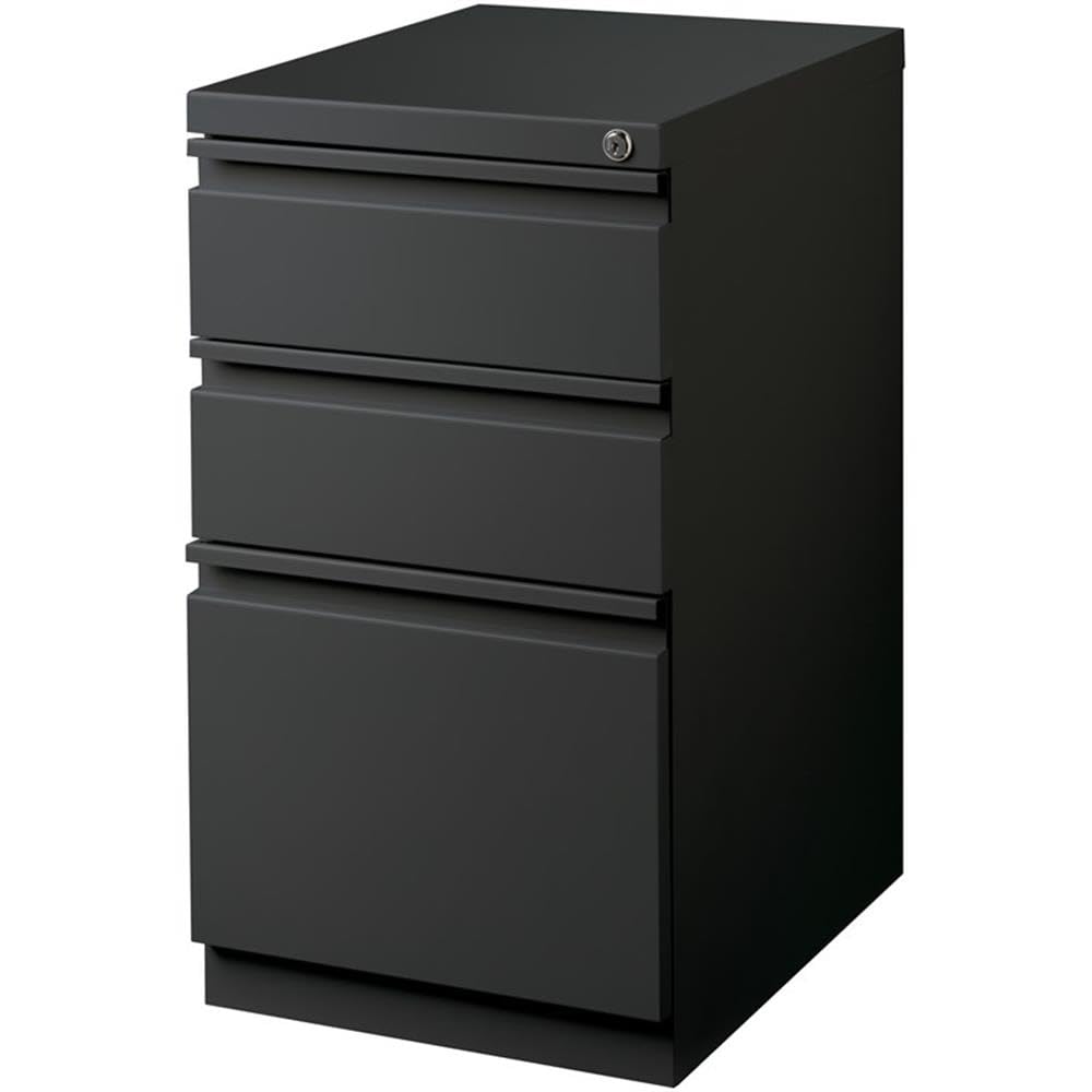 Hirsh HL10000 Series Metal Mobile Pedestal File Cabinet with 3-Drawer Box/Box/File Drawer, Hidden Casters, Counterweights, Core-Removable Lock, Pre-Assembled, Commercial Grade in Charcoal