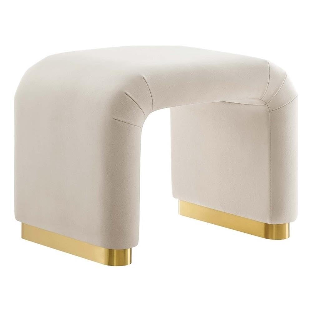 Modway EEI-6733-BRA-ALM Koda Performance Velvet Waterfall Stool, Brass Almond