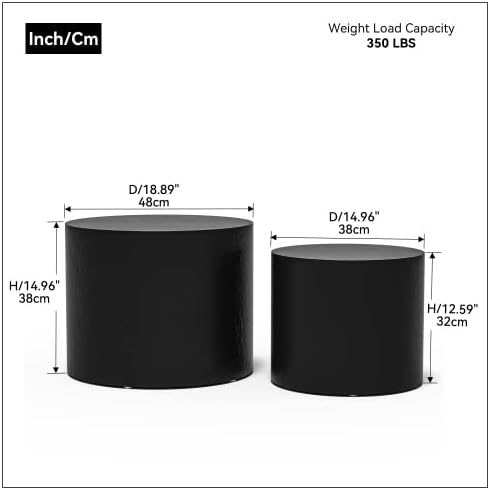 Small Coffee Table Nesting End Table Set of 2, Round Coffee Table Wood Side