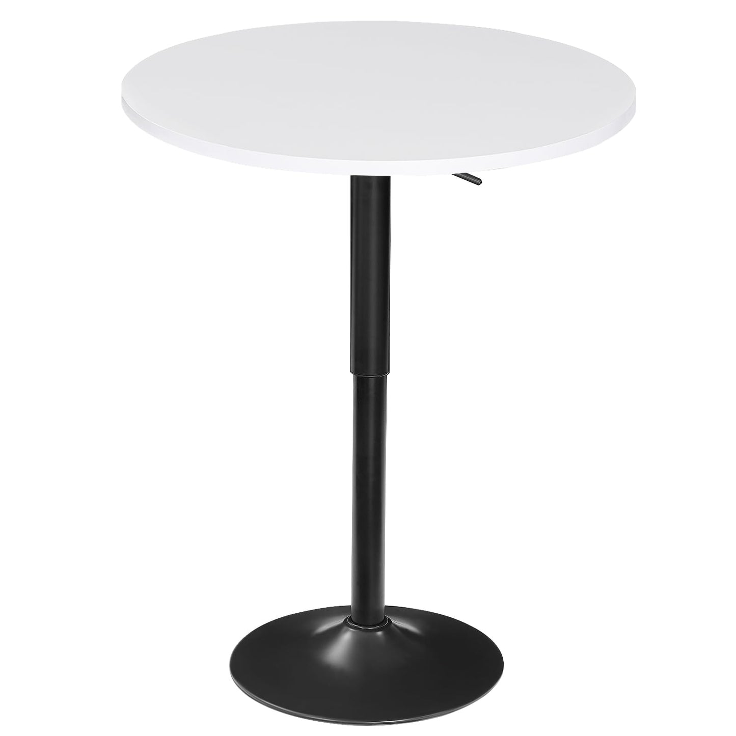 HOOBRO Bar Table, Height-Adjustable Round Pub Table 27-35.4 Inches with Sturdy Base, Modern Style, Easy to Assemble, Suitable for Small Space, White BW58BT01G1